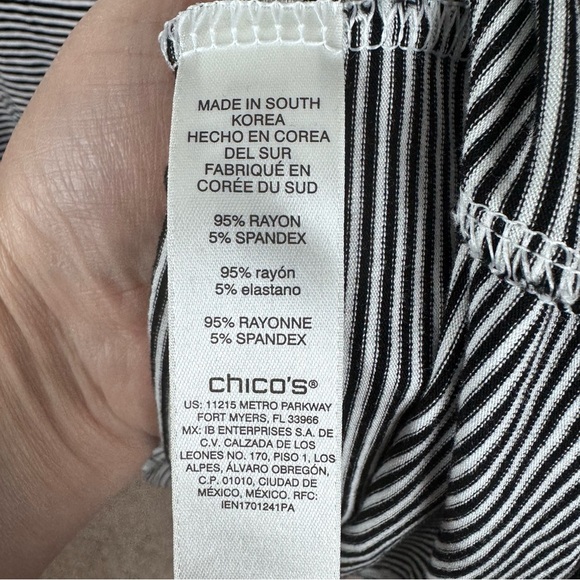 Chico’s Black and White Striped Short Sleeve T-Shirt Size 3 (XL) - Picture 6 of 6